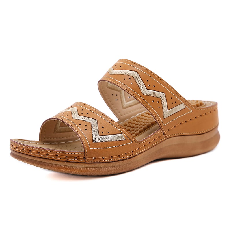 Anti Slip Sloping Heel Comfortable Hollow Out Sandals-POIULTD