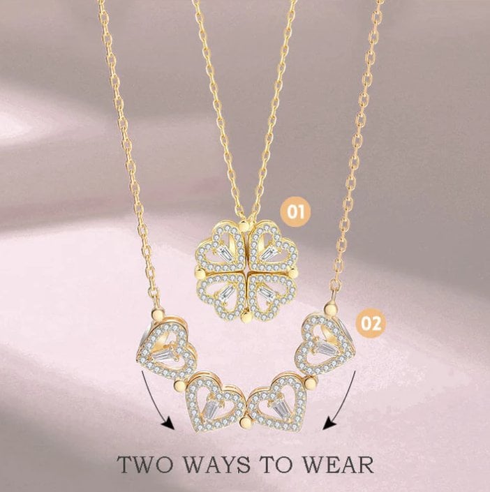🔥 Last Day Promotion 48% OFF🎁Lucky Heart Sterling Silver Necklace WITH SIX ROSES💖-POIULTD