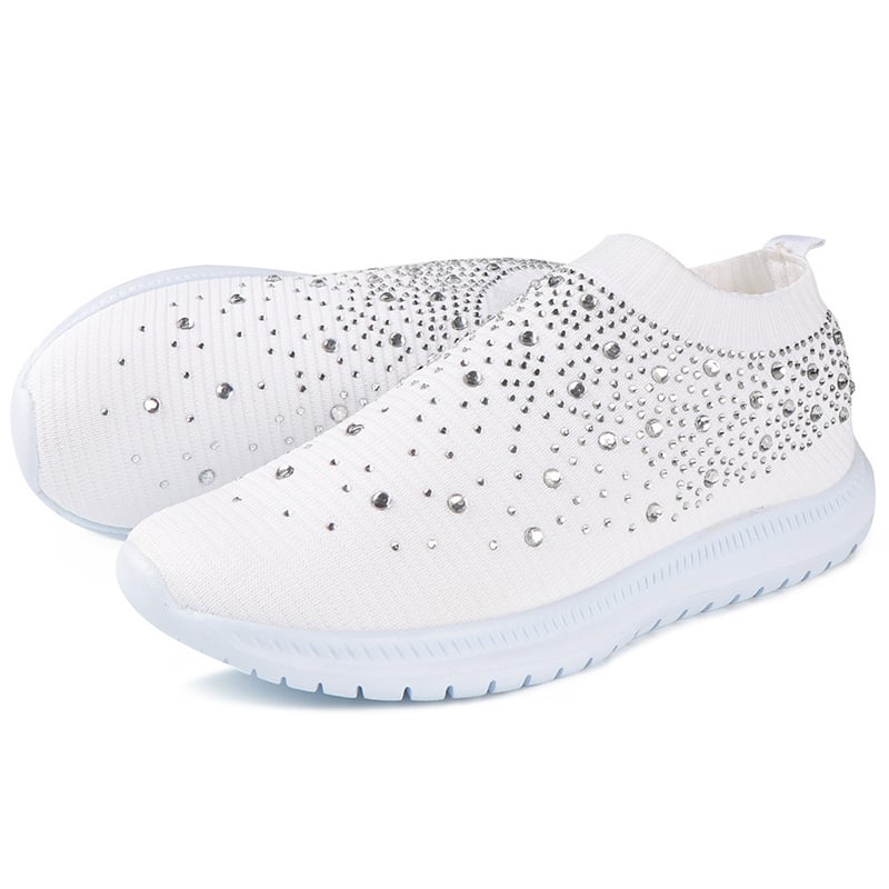 Casual Diamond-Studded Weave Women's Sneakers-POIULTD