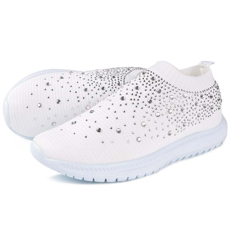 Casual Diamond-Studded Weave Women's Sneakers-POIULTD