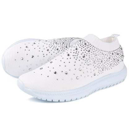 Casual Diamond-Studded Weave Women's Sneakers-POIULTD