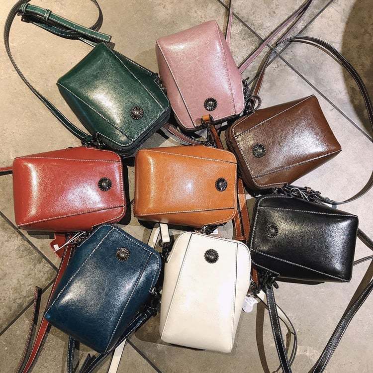 Women's soft leather mobile phone bag messenger bag-POIULTD
