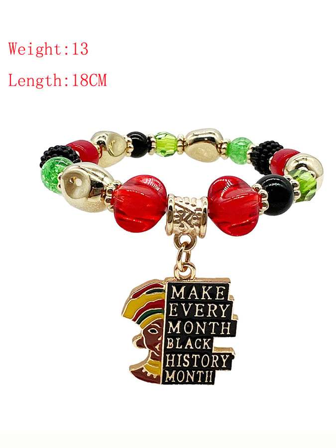 Unisex Black History Month Stretch Cord Bracelet-POIULTD