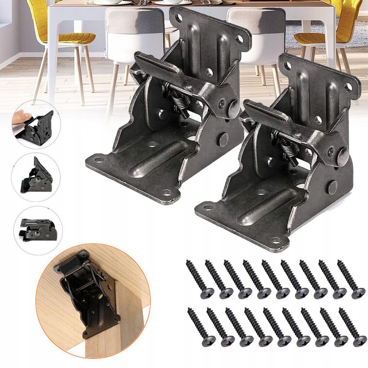 Heavy-Duty Folding Table Leg Brackets with Self-Locking Hinges-POIULTD