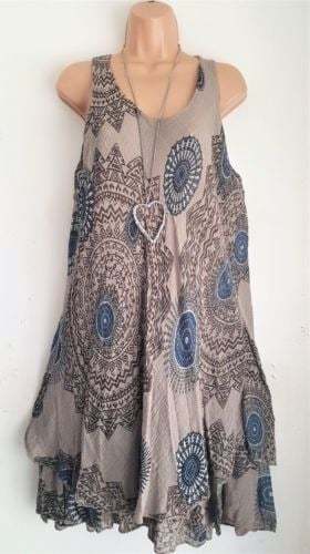 Vintage Print Sleeveless Dress-POIULTD