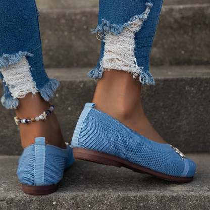 Casual Flower Hollow Out Weave Women's Flat Shoes-POIULTD