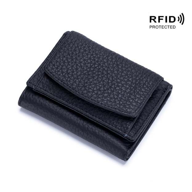 2024 New Genuine Leather RFID Blocking Card Holder Organizer Pocket Mini Wallet-POIULTD