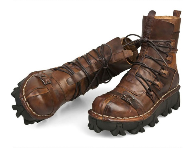NEW HANDMADE SKULL LEATHER BOOTS-POIULTD