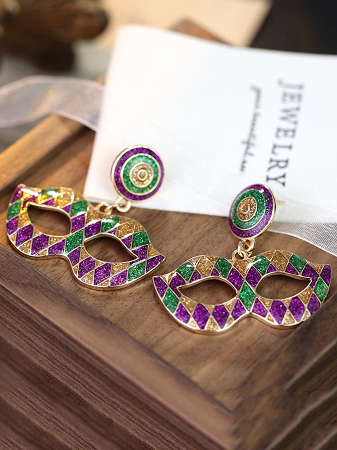 Women's Mardi Gras Personalized Fashion Earrings-POIULTD