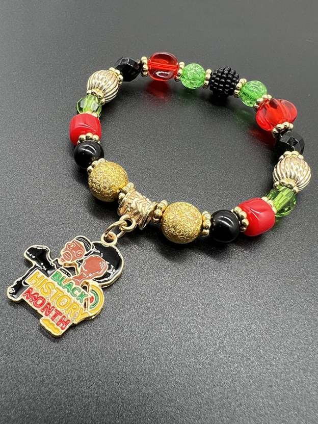 Unisex Black History Month Stretch Cord Bracelet-POIULTD