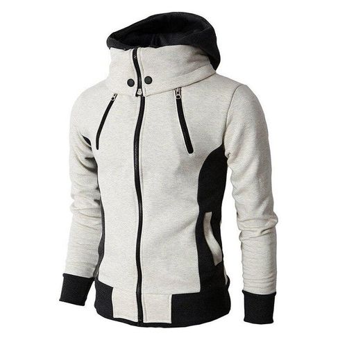 product_image_name-Fashion-Autumn Winter Warm Fleece Hoodies Men's Zipper Hooded Sweatshirts Scarf Collar et Slim Fit Sportswear Male Outwear Coat-1