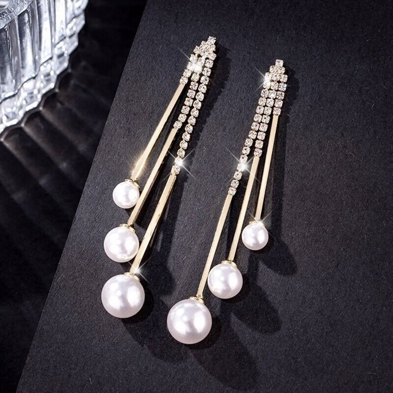 Fashion Diamond Ball Tassel Earrings-POIULTD