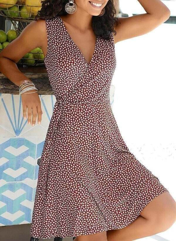 Print Sleeveless A-line Knee Length Casual/Vacation Dresses (🔥BUY 2 FREE SHIPPING🔥)-POIULTD