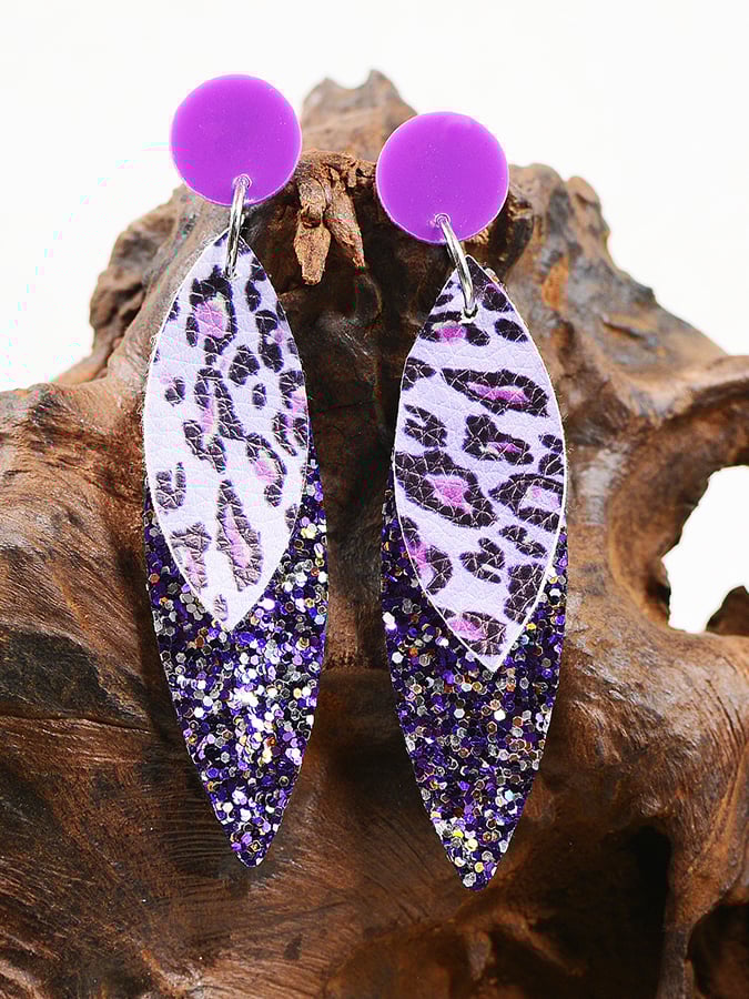 Women's Carnival Leopard Print Shiny Sequin Fashion Versatile And Elegant Light Luxury Earrings-POIULTD