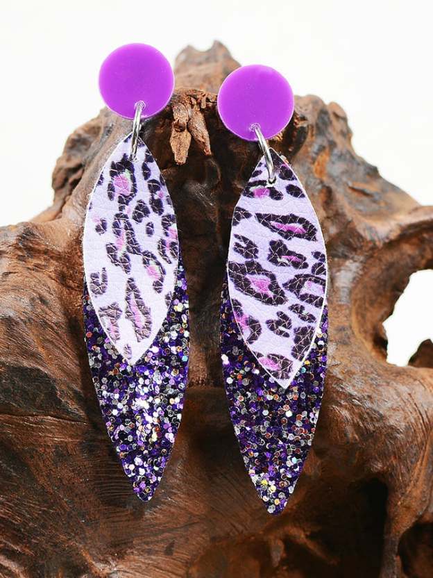 Women's Carnival Leopard Print Shiny Sequin Fashion Versatile And Elegant Light Luxury Earrings-POIULTD