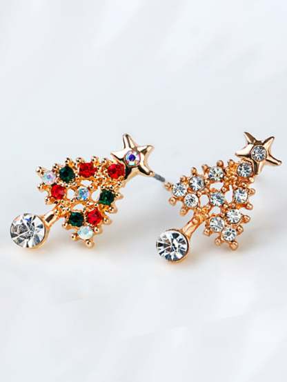 Diamond Christmas Tree Stud Earrings-POIULTD