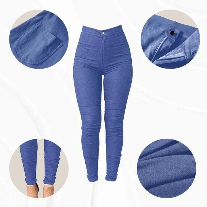 Luxe Stretch Butt Lift High Waist Tummy Slimming Plus-Size Denim Jeans Leggings-POIULTD