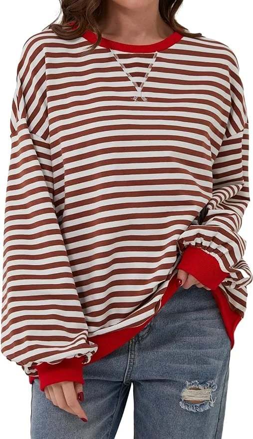 🎁Last Day Sale 49% OFF🏆️2024 Womens Stripes Color Block Sweatshirts-POIULTD