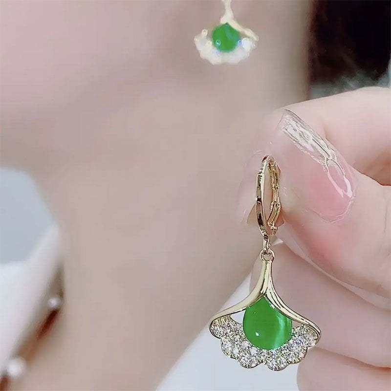 Apricot Leaf Opal Earrings-POIULTD