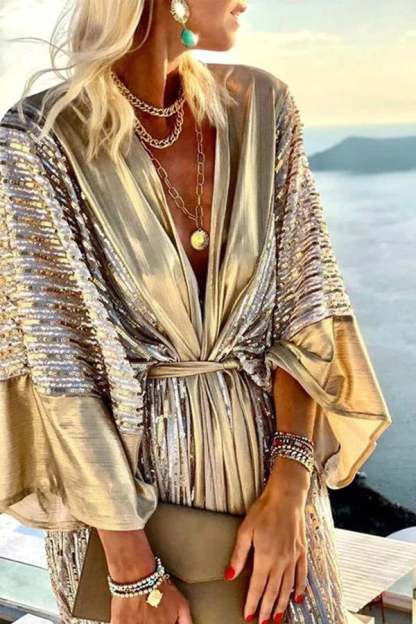 Dreamy Evenings Retro Court Style Kimono Maxi Dress-POIULTD