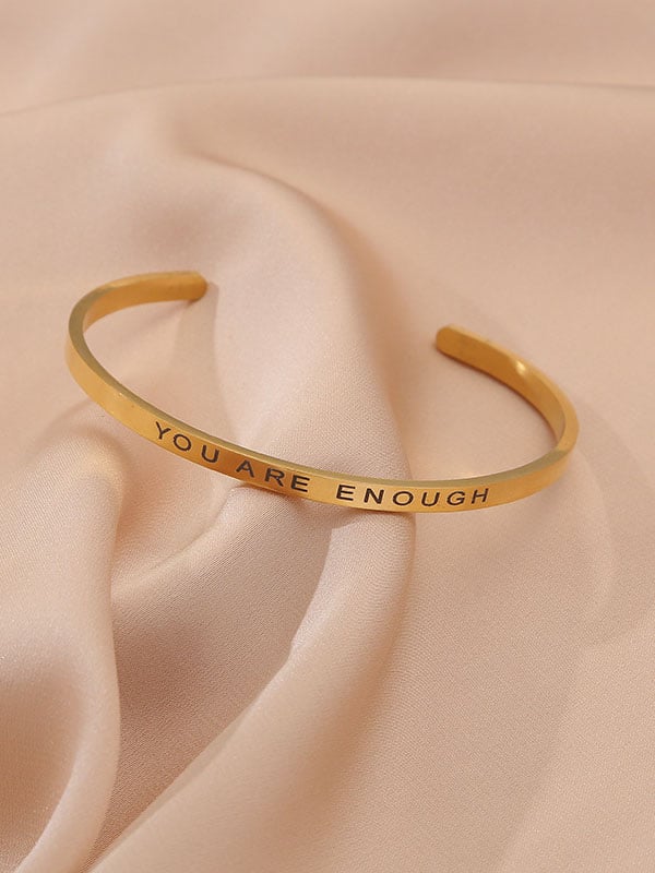 You Are Enough Stainless Steel Openable Bracelet-POIULTD