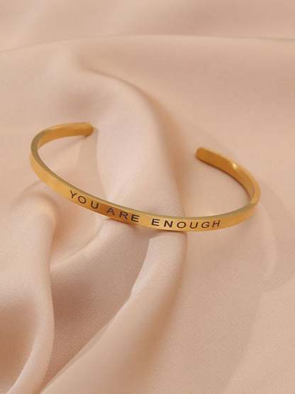 You Are Enough Stainless Steel Openable Bracelet-POIULTD