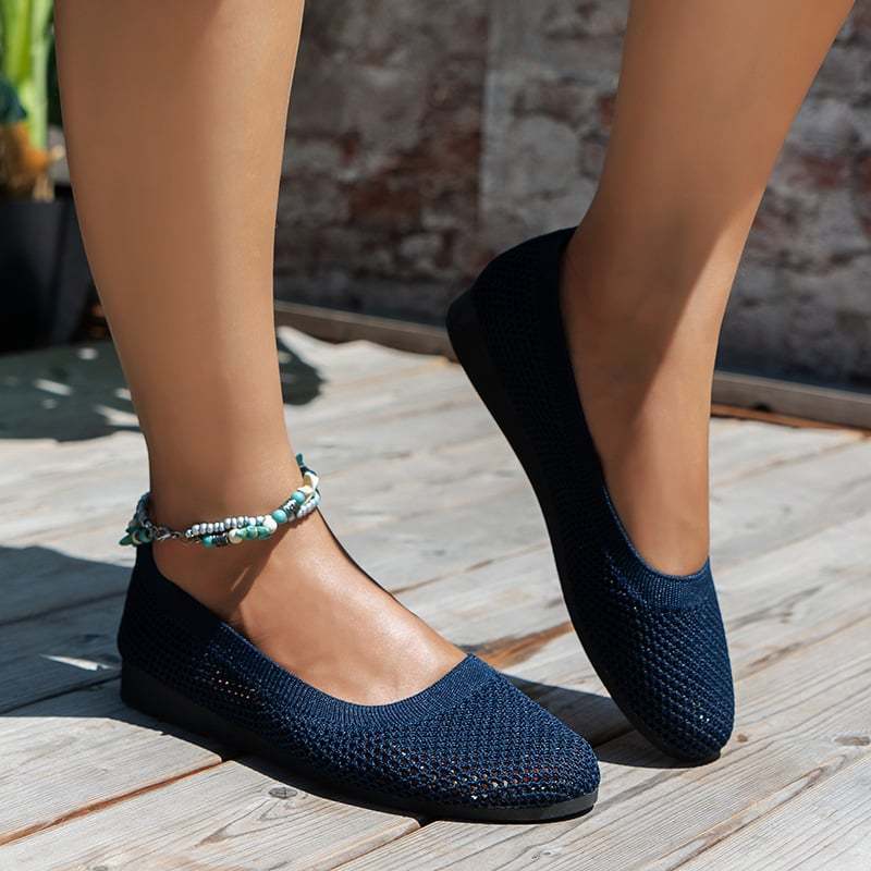 Casual Round Toe Hollow Out Weave Women's Flat Shoes-POIULTD