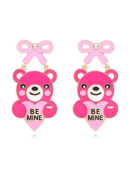 Women's Valentine's Day BE MINE Care Bear Earrings-POIULTD