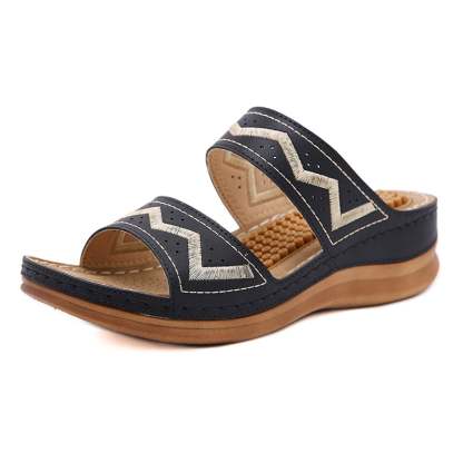 Anti Slip Sloping Heel Comfortable Hollow Out Sandals-POIULTD
