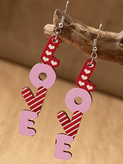 Women's Valentine's Day Love English Letter Design Versatile Fashionable Earrings-POIULTD
