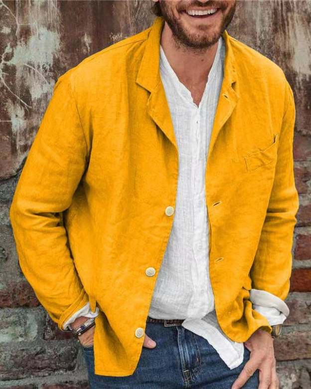 Men's Daily Casual Loose Cotton Linen Coat-POIULTD