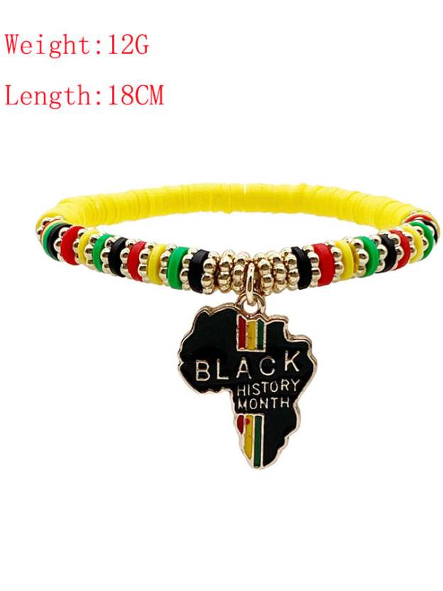 Unisex Black History Month Stretch Cord Bracelet-POIULTD