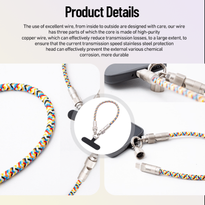 🔥🔥2-in-1 Mobile Phone Lanyard & Charging Cable, compatible with USB-C to USB-C and USB-C to Lightning interfaces-POIULTD