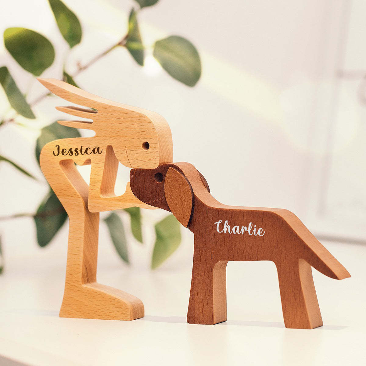 Personalized Custom Wooden Pet Carvings - The Love Between You And Your Fur-Friend - Gift For Pet Lovers - Wood Sculpture Table Ornaments, Carved Wood Decor-POIULTD