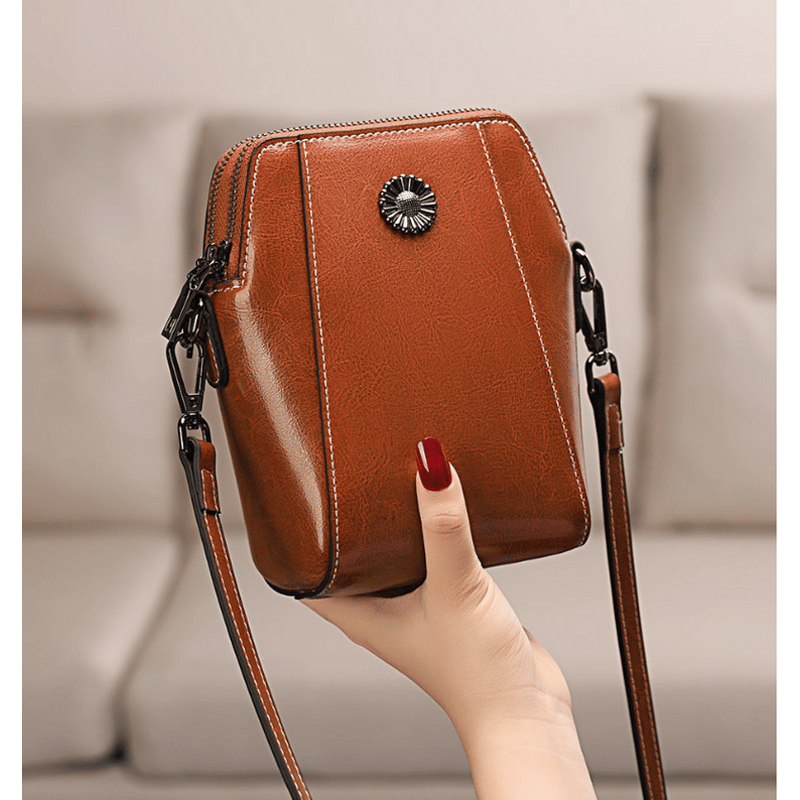 Women's soft leather mobile phone bag messenger bag-POIULTD