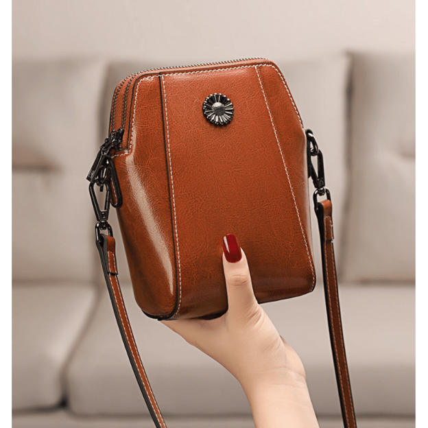 Women's soft leather mobile phone bag messenger bag-POIULTD