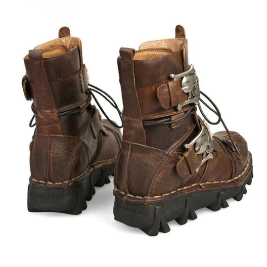 NEW HANDMADE SKULL LEATHER BOOTS-POIULTD