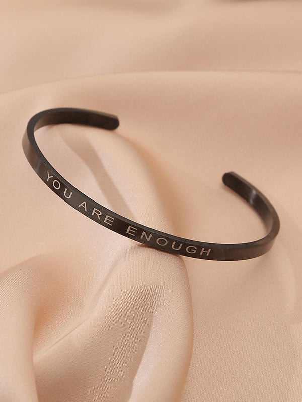 You Are Enough Stainless Steel Openable Bracelet-POIULTD