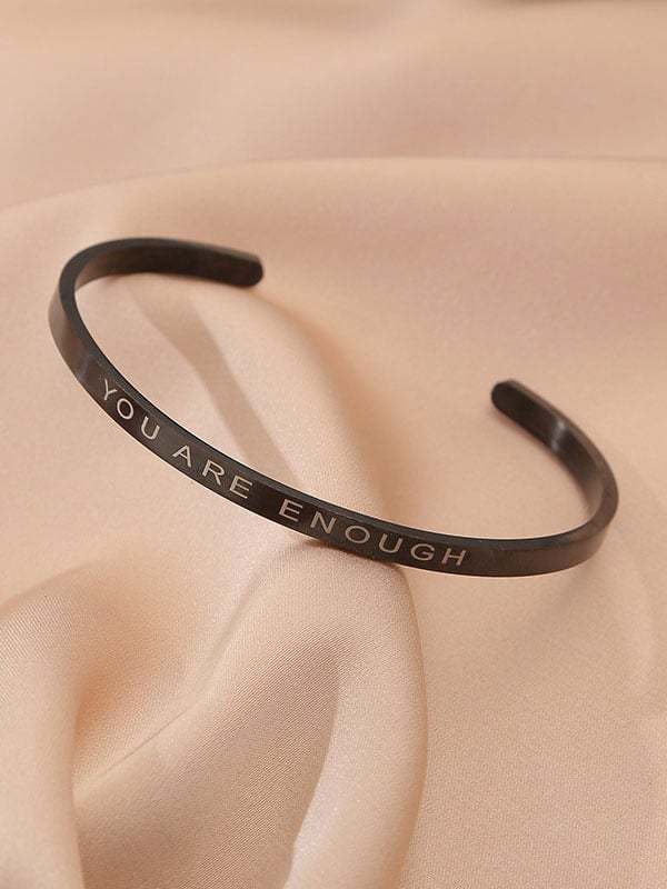 You Are Enough Stainless Steel Openable Bracelet-POIULTD
