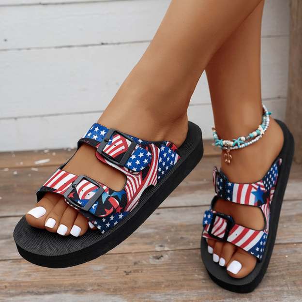 Women's Fashionable And Comfortable Thick-Soled Flag Plate Flower Sandals-POIULTD