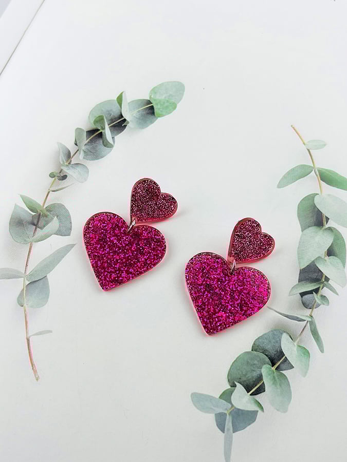 Women's Valentine's Day Glitter Small Love Design Versatile Fashion Earrings-POIULTD
