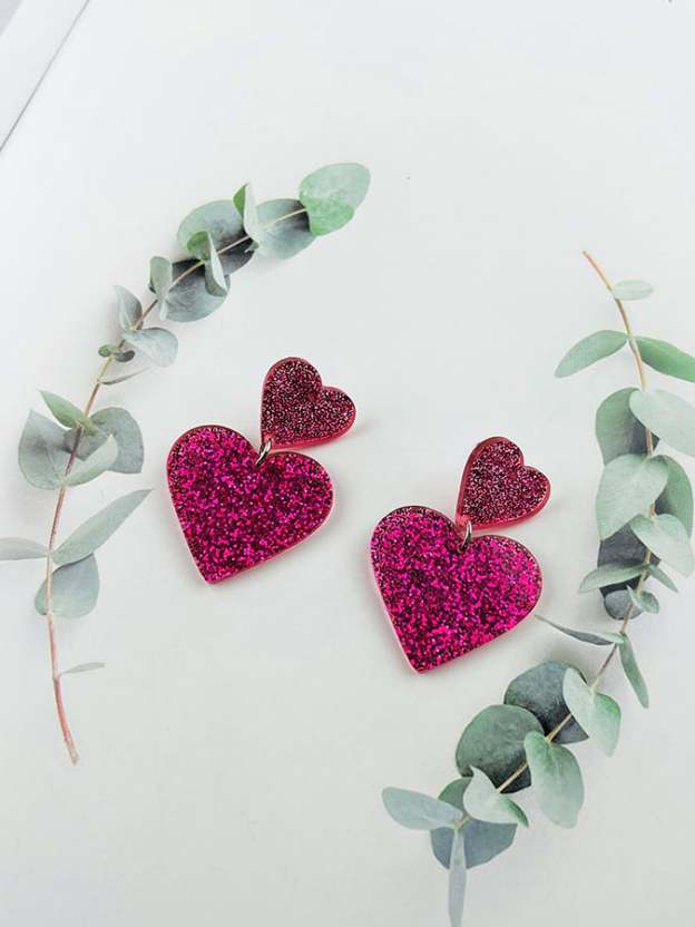 Women's Valentine's Day Glitter Small Love Design Versatile Fashion Earrings-POIULTD
