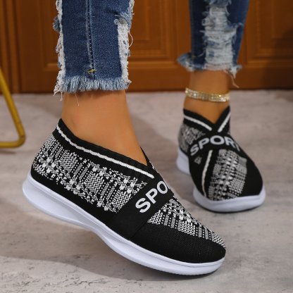 Casual Letter Printed Weave Women's Sneakers-POIULTD
