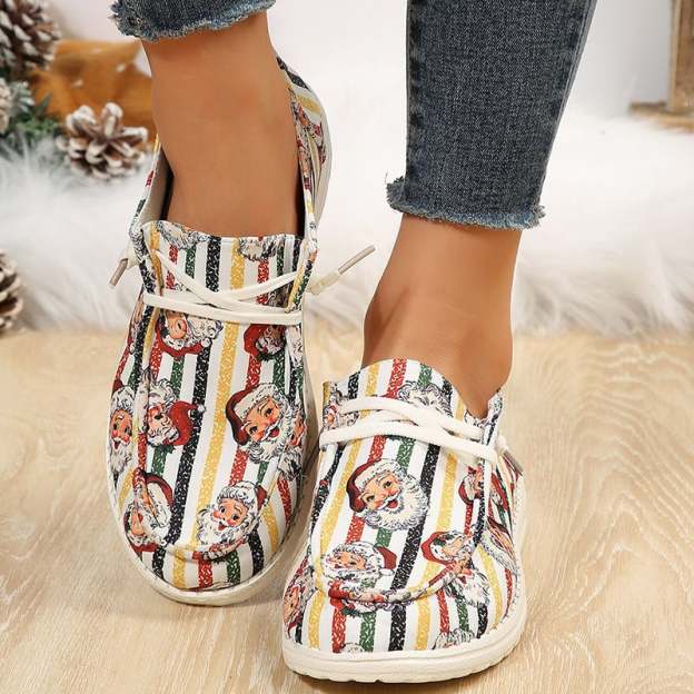 Women's Christmas Santa Print Design  Flat  Shoes-POIULTD