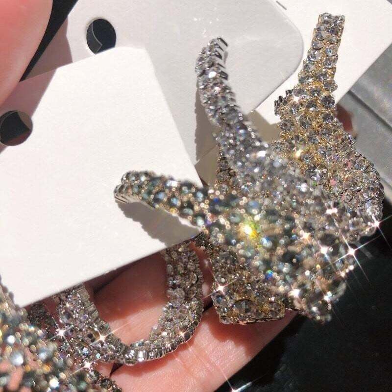 Rhinestone earrings-POIULTD