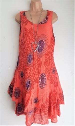 Vintage Print Sleeveless Dress-POIULTD