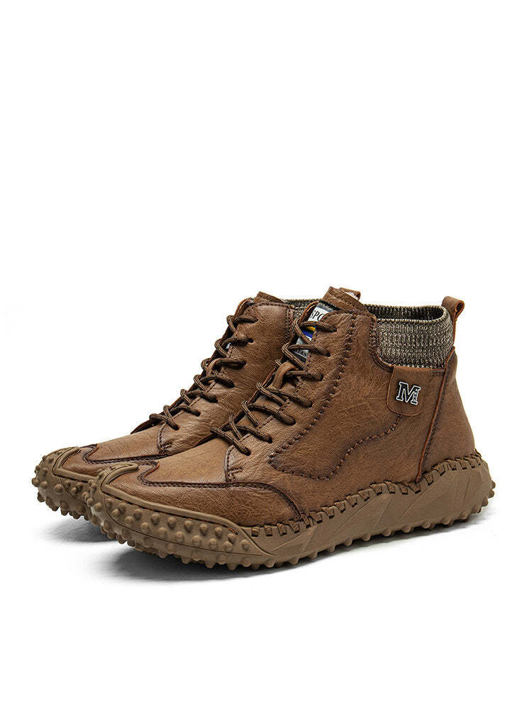 Men Retro Microfiber Leather Non Slip Casual Ankle Boots-POIULTD