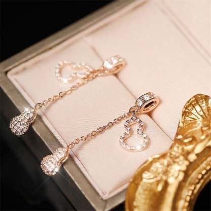 Diamond-Studded Gourd Earrings-POIULTD