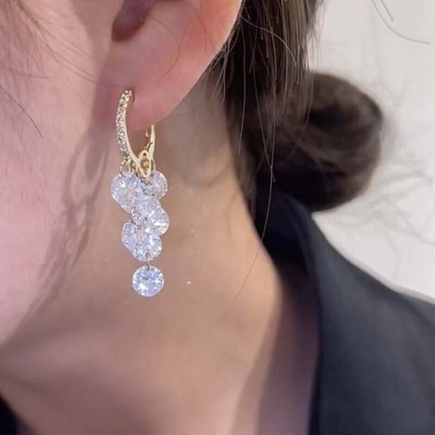 Crystal string earrings-POIULTD