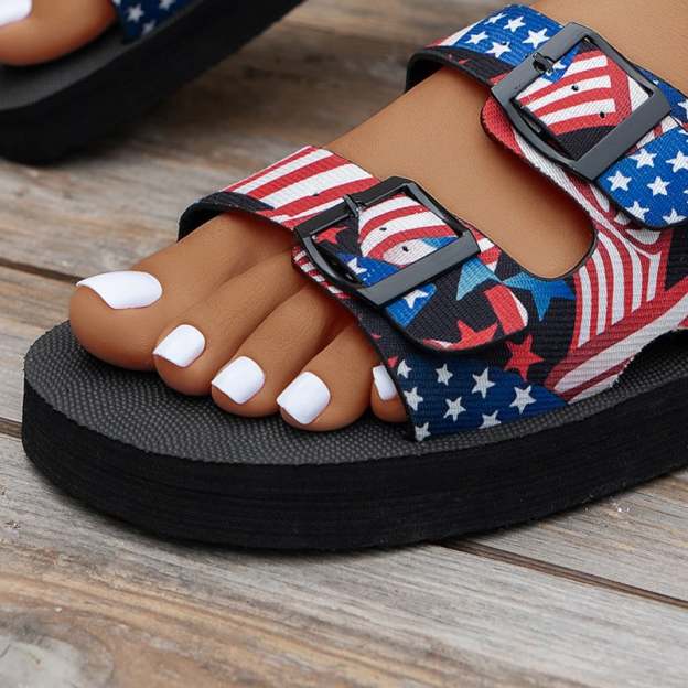 Women's Fashionable And Comfortable Thick-Soled Flag Plate Flower Sandals-POIULTD